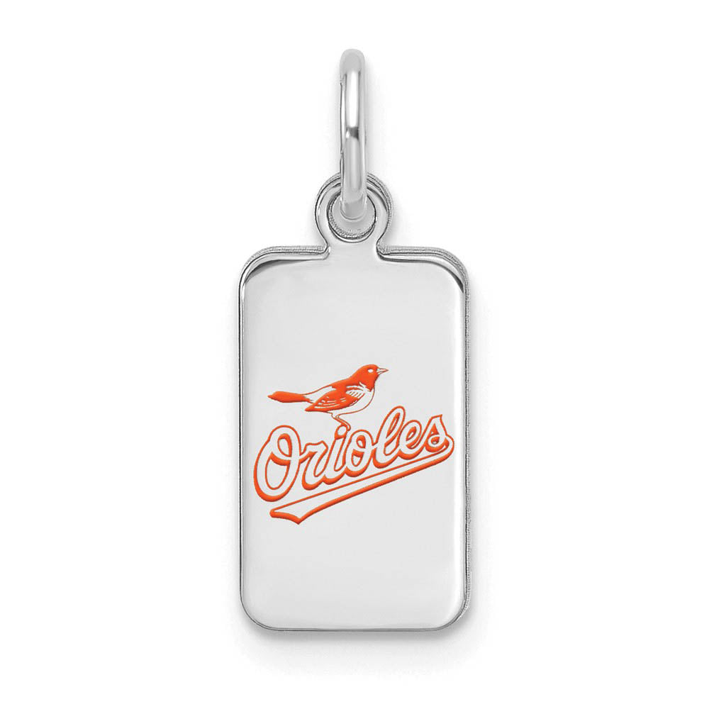 Sterling Silver MLB Baltimore Orioles XS Enamel Tag Charm, Item P30951 by The Black Bow Jewelry Co.
