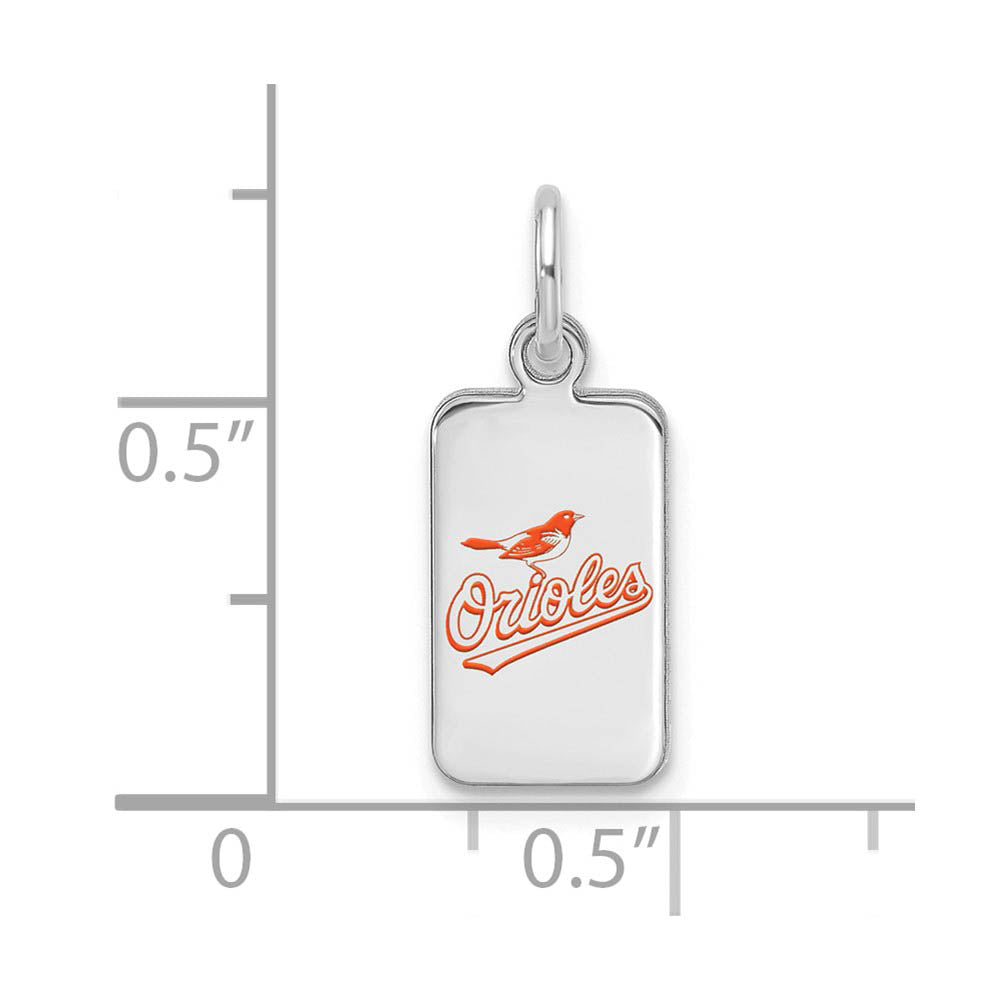 Alternate view of the Sterling Silver MLB Baltimore Orioles XS Enamel Tag Charm by The Black Bow Jewelry Co.