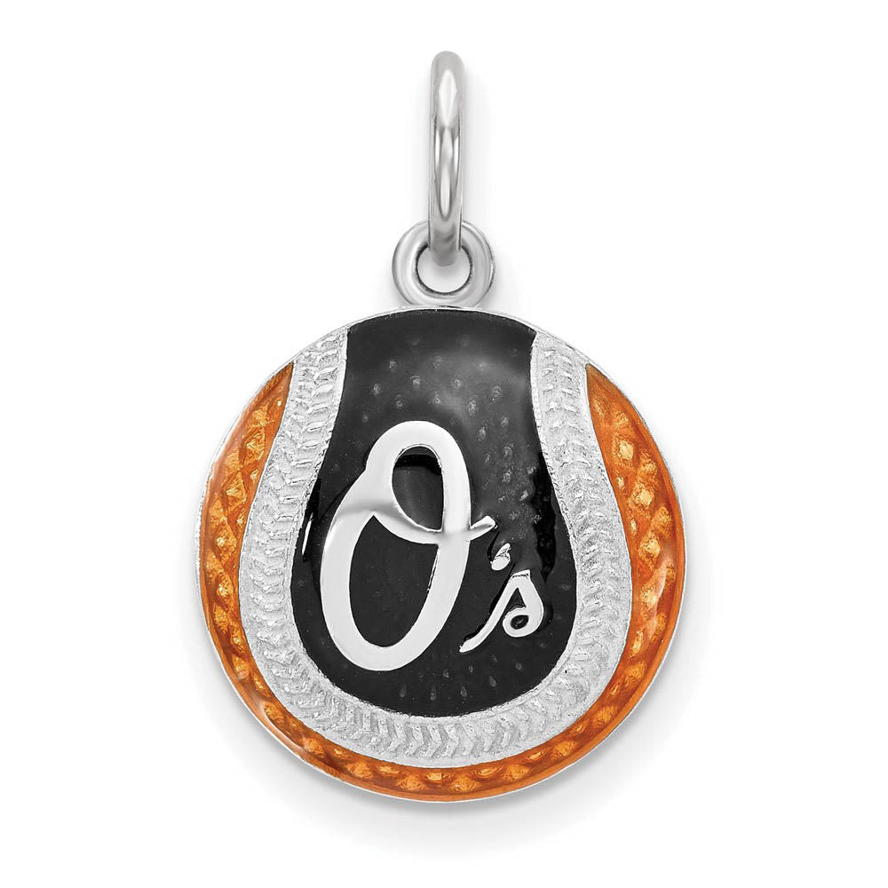 Sterling Silver MLB Baltimore Orioles SM Enamel Baseball Charm, Item P30953 by The Black Bow Jewelry Co.