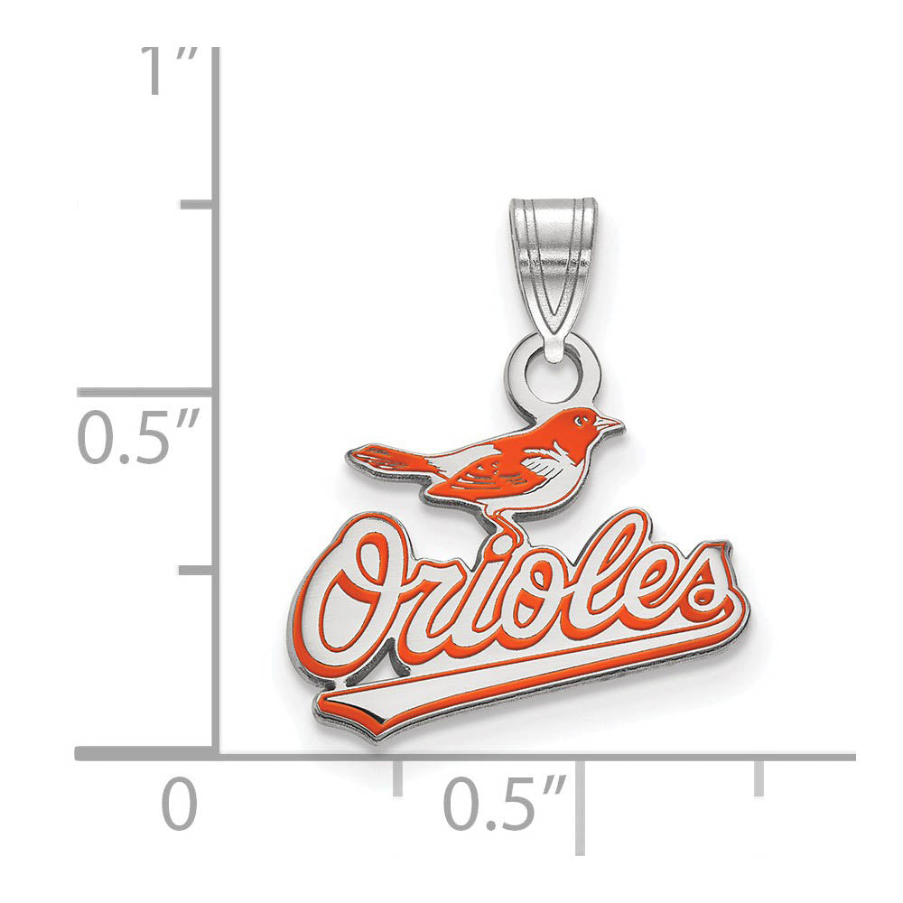 Alternate view of the Sterling Silver MLB Baltimore Orioles SM Enamel Pendant by The Black Bow Jewelry Co.