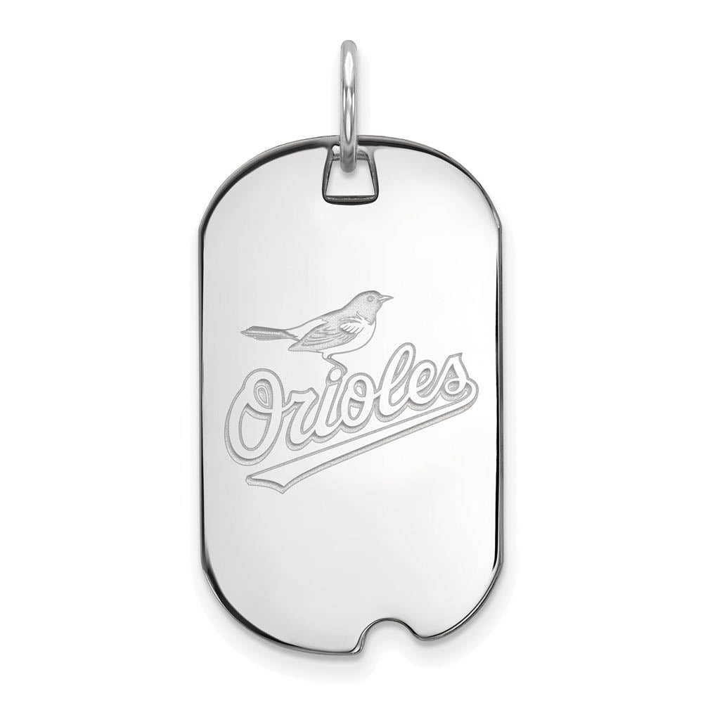 Sterling Silver MLB Baltimore Orioles Small Dog Tag Pendant, Item P30955 by The Black Bow Jewelry Co.