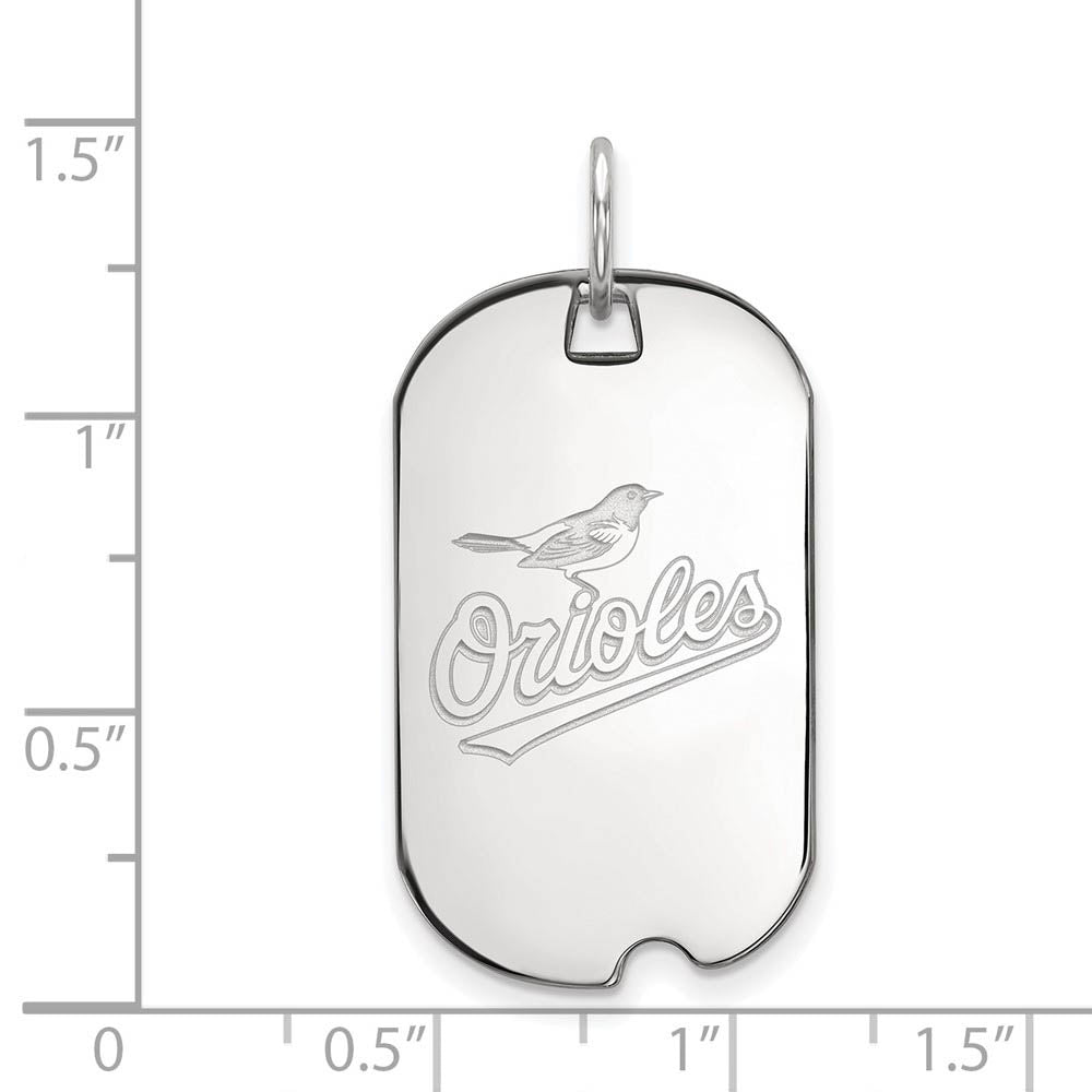 Alternate view of the Sterling Silver MLB Baltimore Orioles Small Dog Tag Pendant by The Black Bow Jewelry Co.