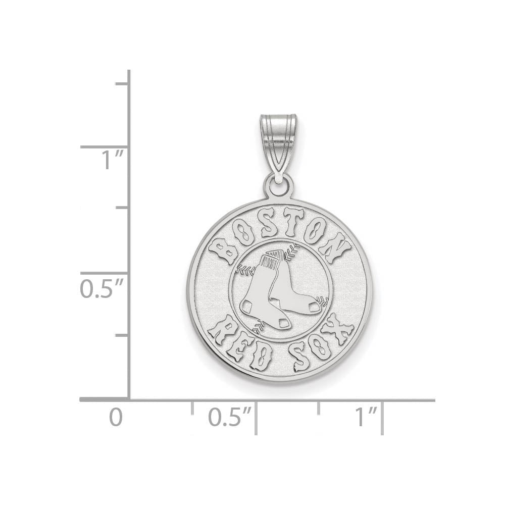 Alternate view of the 10K White Gold MLB Boston Red Sox Large Disc Pendant by The Black Bow Jewelry Co.