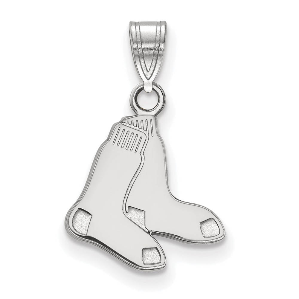10K White Gold MLB Boston Red Sox Small Pair of Socks Pendant, Item P30963 by The Black Bow Jewelry Co.
