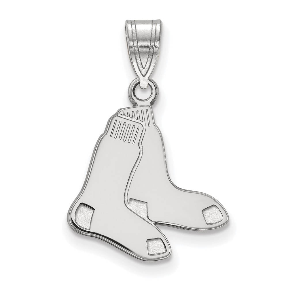 10K White Gold MLB Boston Red Sox Medium Pair of Socks Pendant, Item P30964 by The Black Bow Jewelry Co.