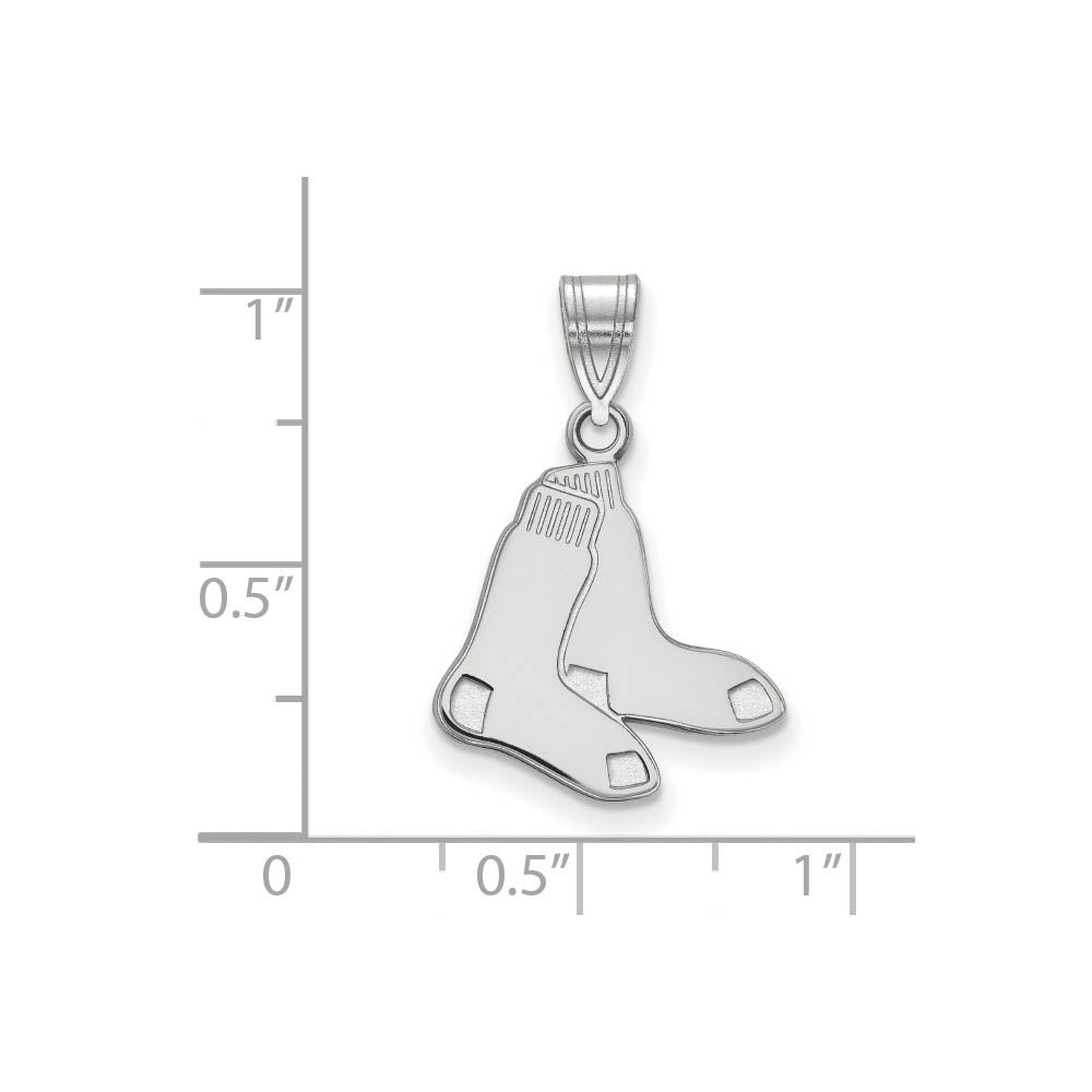 Alternate view of the 10K White Gold MLB Boston Red Sox Medium Pair of Socks Pendant by The Black Bow Jewelry Co.