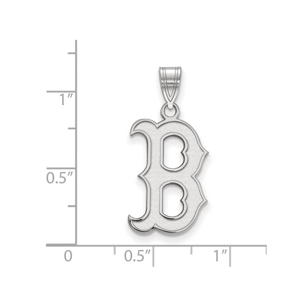 Alternate view of the 10K White Gold MLB Boston Red Sox Letter B Large Pendant by The Black Bow Jewelry Co.
