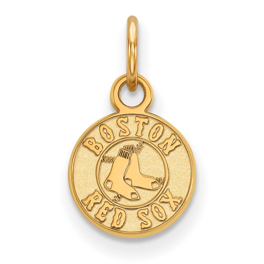 10K Yellow Gold MLB Boston Red Sox XS (Tiny) Disc Charm, Item P30968 by The Black Bow Jewelry Co.