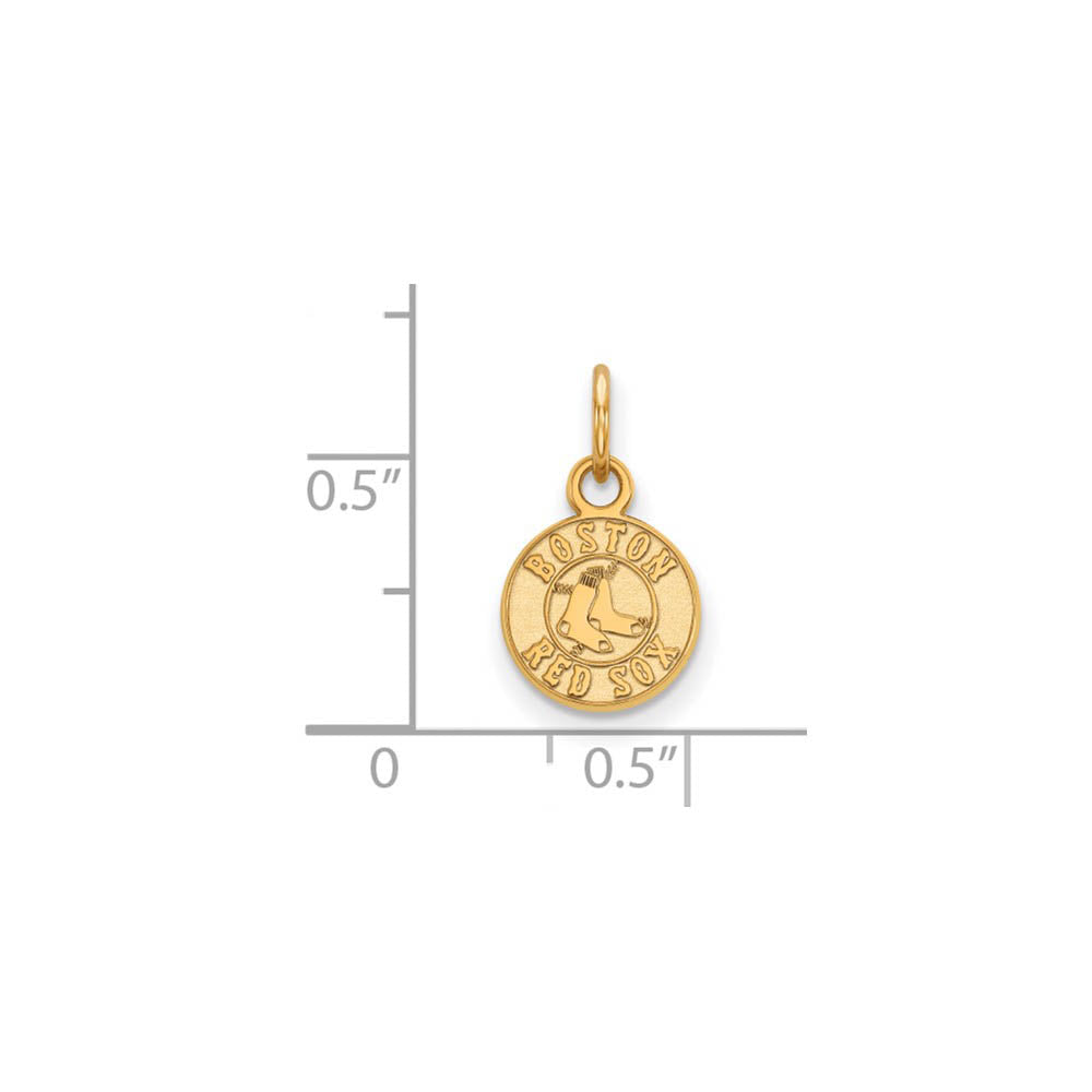 Alternate view of the 10K Yellow Gold MLB Boston Red Sox XS (Tiny) Disc Charm by The Black Bow Jewelry Co.