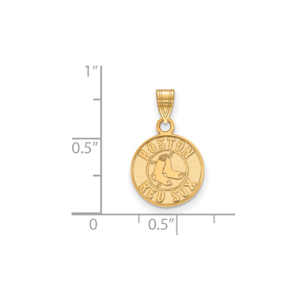 Alternate view of the 10K Yellow Gold MLB Boston Red Sox Small Disc Pendant by The Black Bow Jewelry Co.