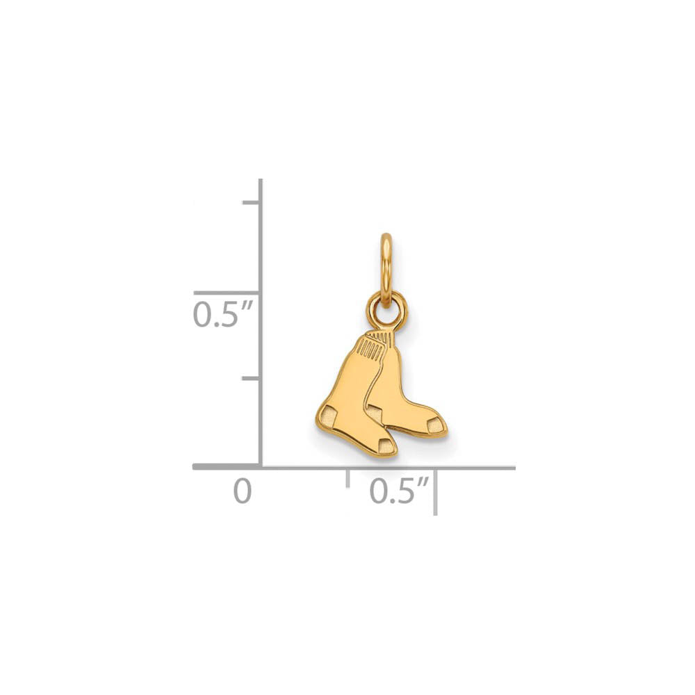 Alternate view of the 10K Yellow Gold MLB Boston Red Sox XS (Tiny) Pair of Socks Charm by The Black Bow Jewelry Co.