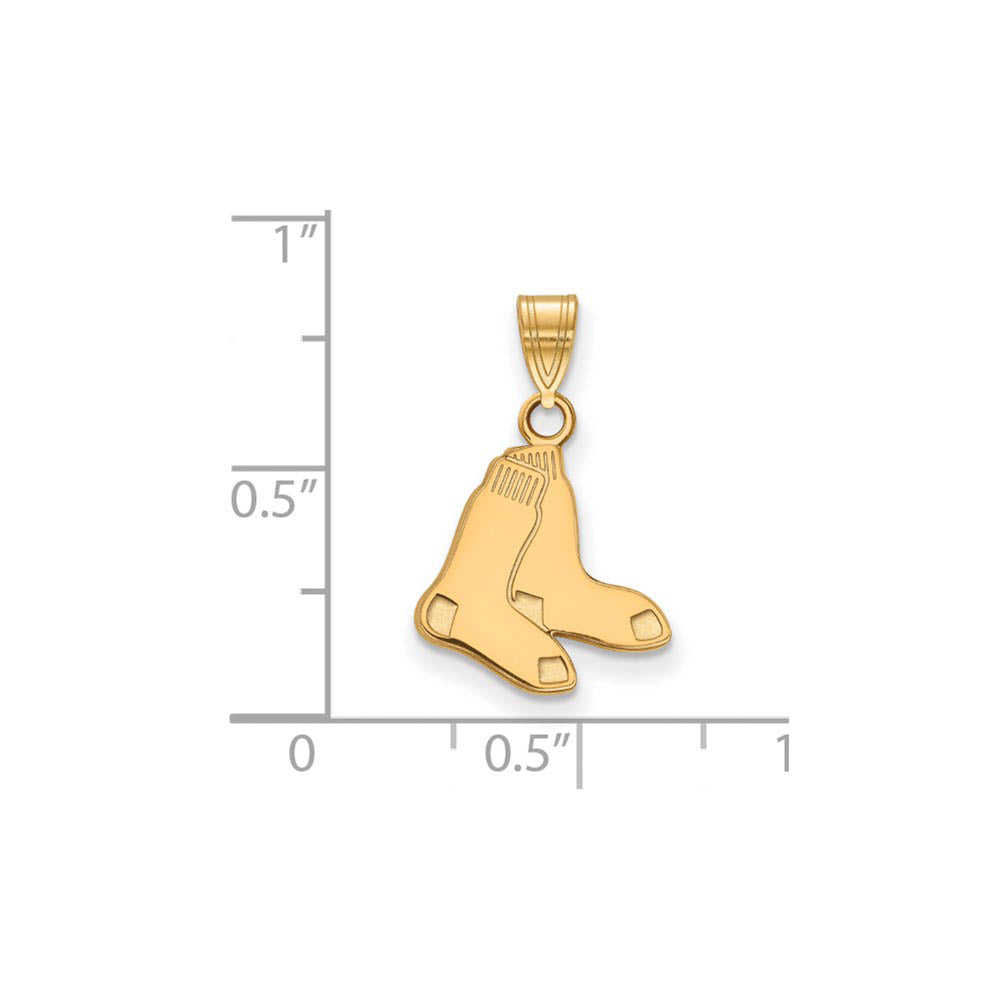 Alternate view of the 10K Yellow Gold MLB Boston Red Sox Small Pair of Socks Pendant by The Black Bow Jewelry Co.