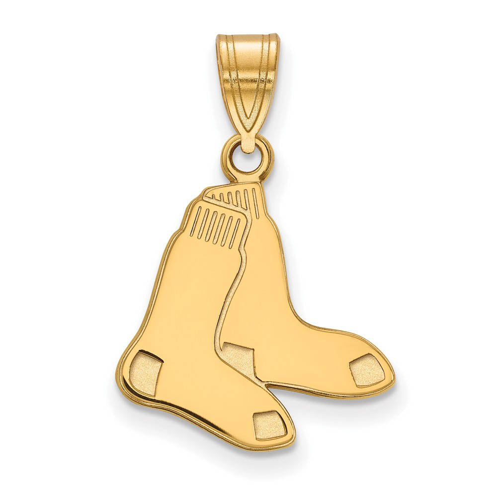 10K Yellow Gold MLB Boston Red Sox Medium Pair of Socks Pendant, Item P30976 by The Black Bow Jewelry Co.