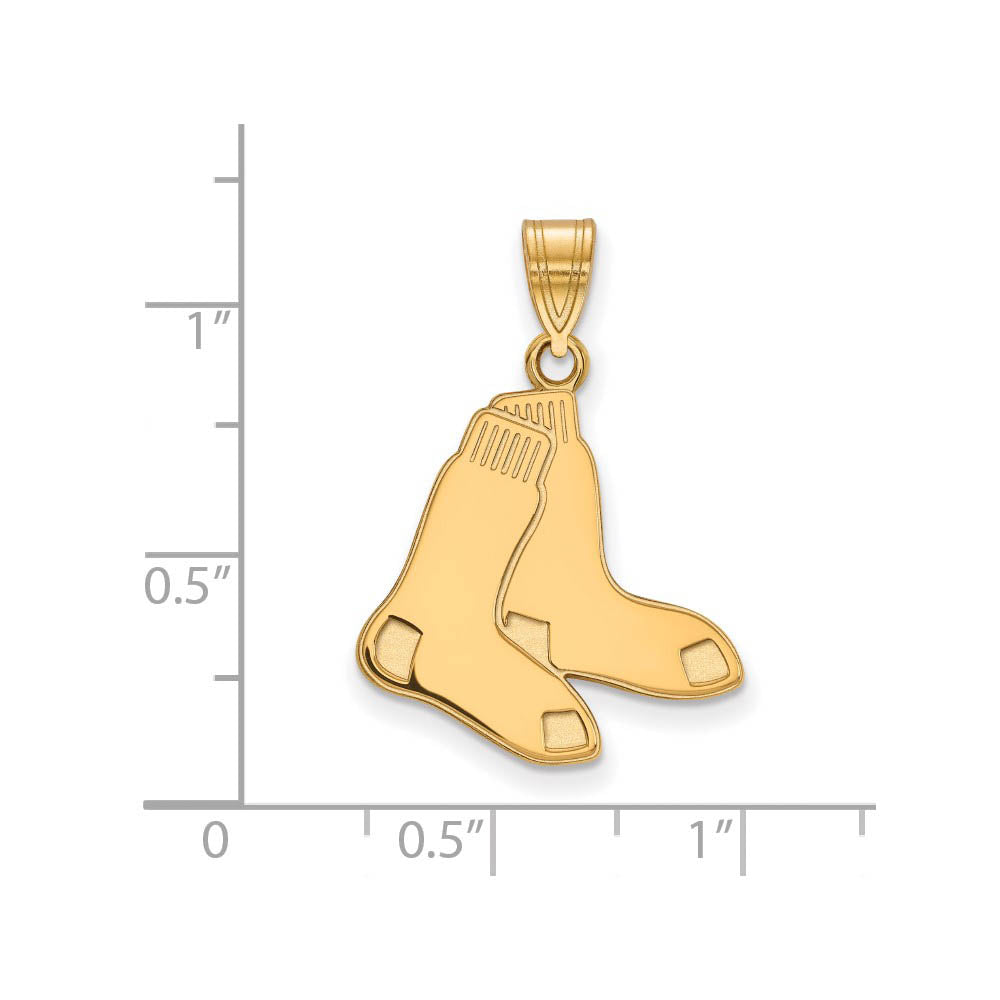 Alternate view of the 10K Yellow Gold MLB Boston Red Sox Large Pair of Socks Pendant by The Black Bow Jewelry Co.