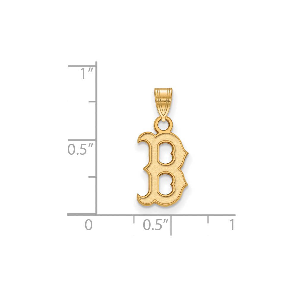 Alternate view of the 10K Yellow Gold MLB Boston Red Sox Small Letter B Pendant by The Black Bow Jewelry Co.