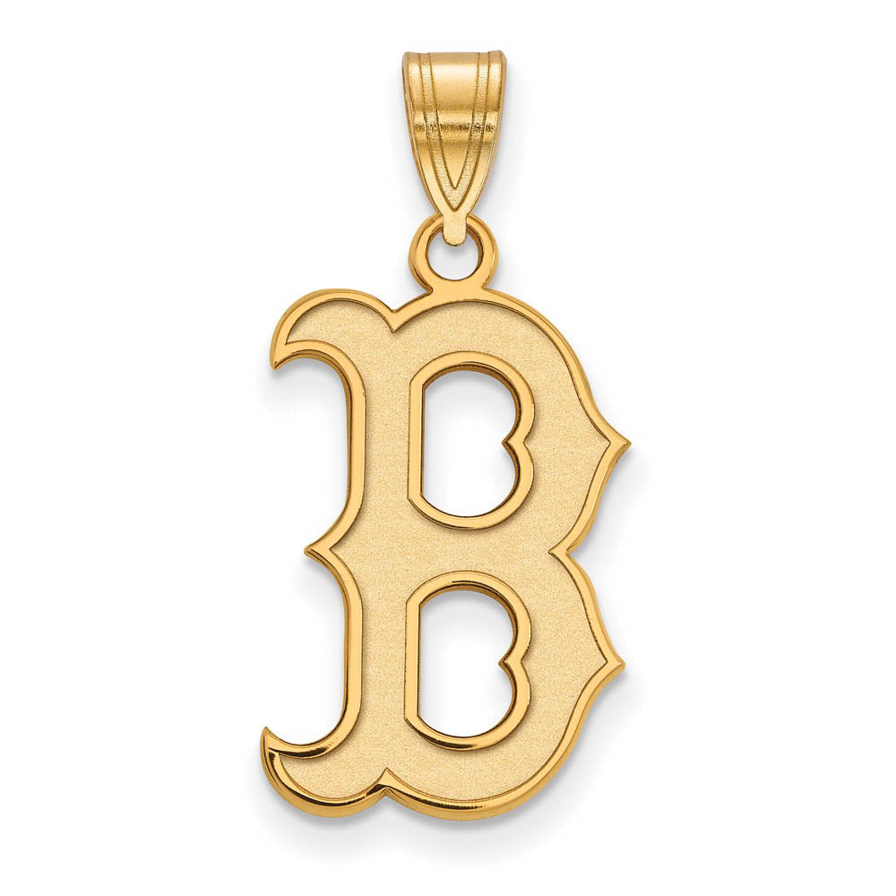 10K Yellow Gold MLB Boston Red Sox Large Letter B Pendant, Item P30979 by The Black Bow Jewelry Co.