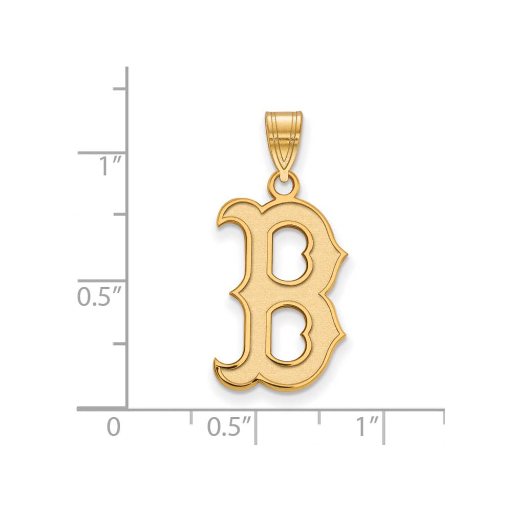 Alternate view of the 10K Yellow Gold MLB Boston Red Sox Large Letter B Pendant by The Black Bow Jewelry Co.