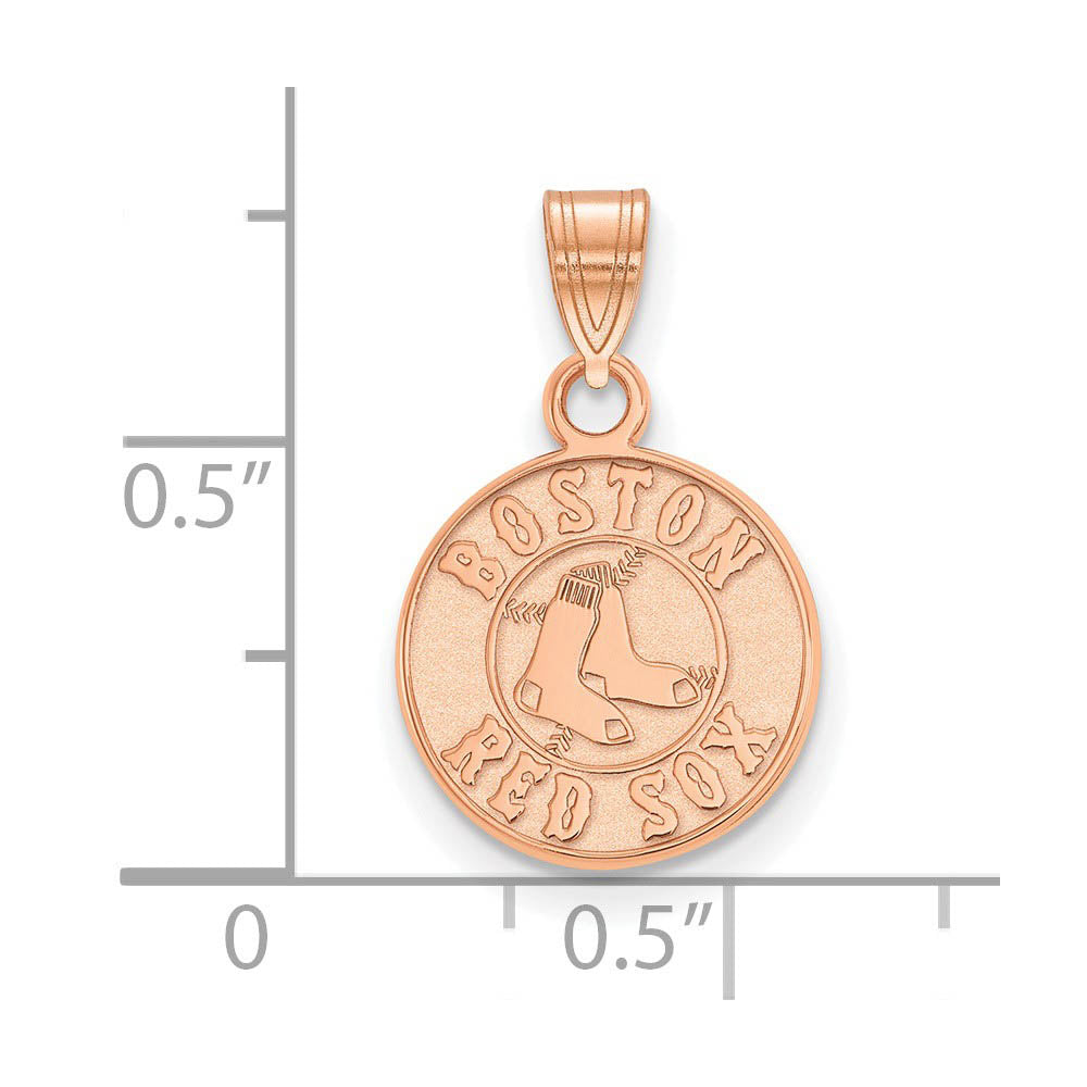 Alternate view of the 14K Rose Gold MLB Boston Red Sox Small Disc Pendant by The Black Bow Jewelry Co.