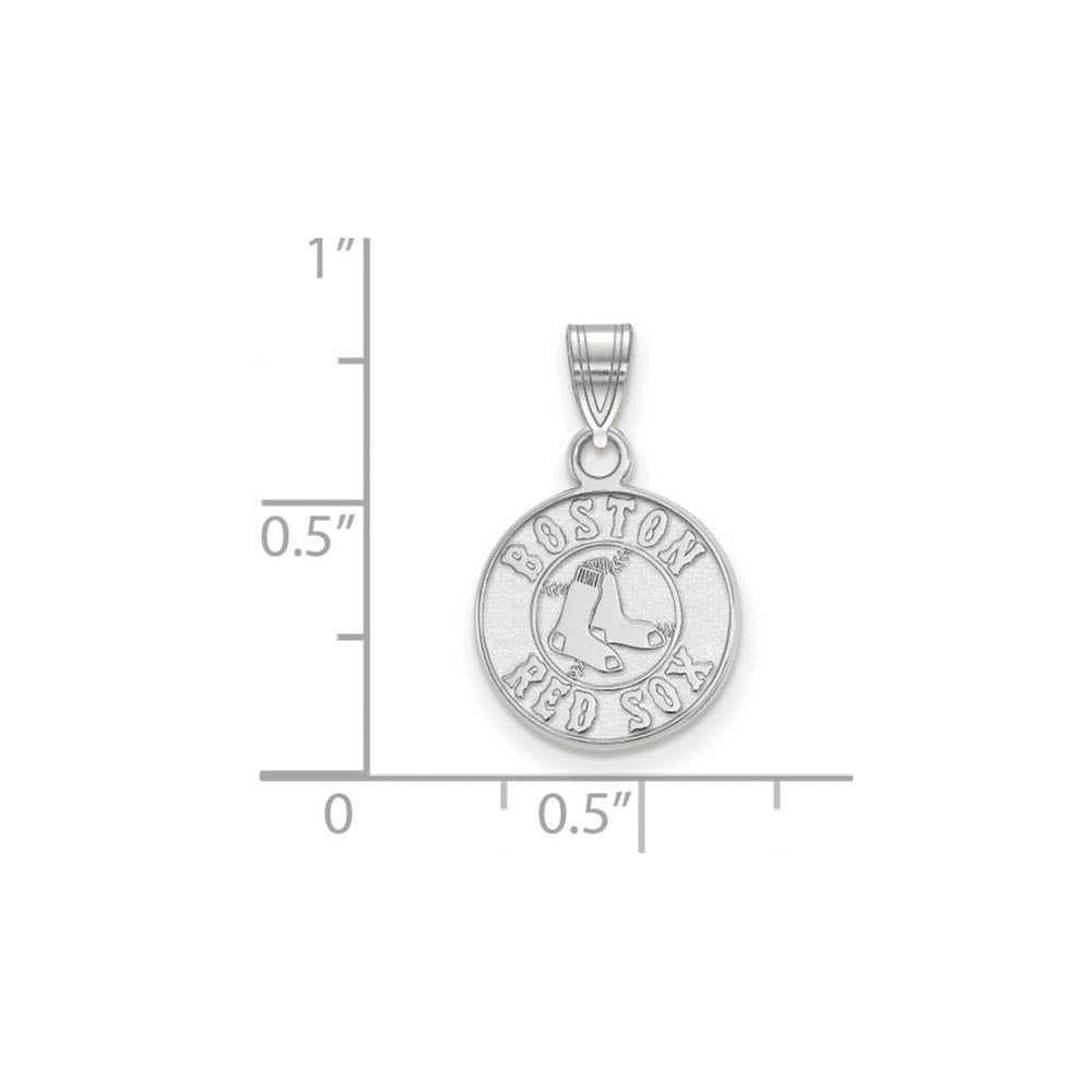 Alternate view of the 14K White Gold MLB Boston Red Sox Small Disc Pendant by The Black Bow Jewelry Co.