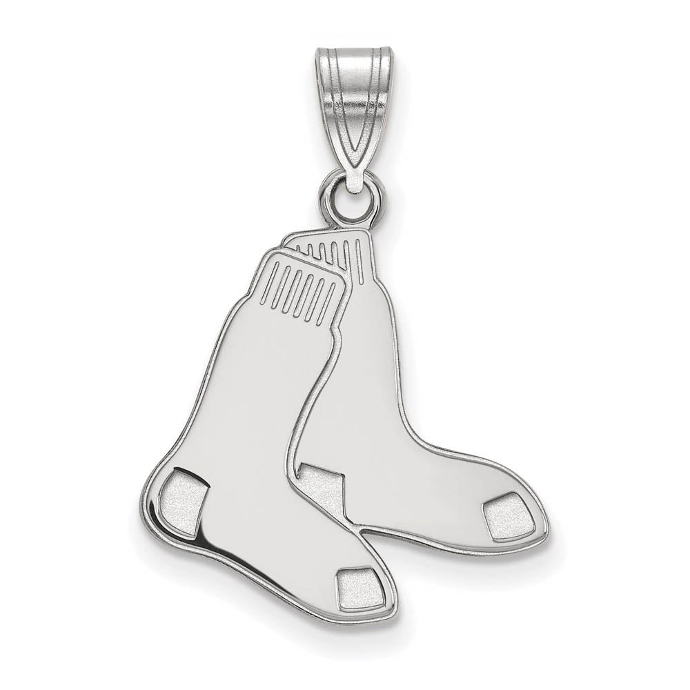 14K White Gold MLB Boston Red Sox Large Pair of Socks Pendant, Item P30990 by The Black Bow Jewelry Co.