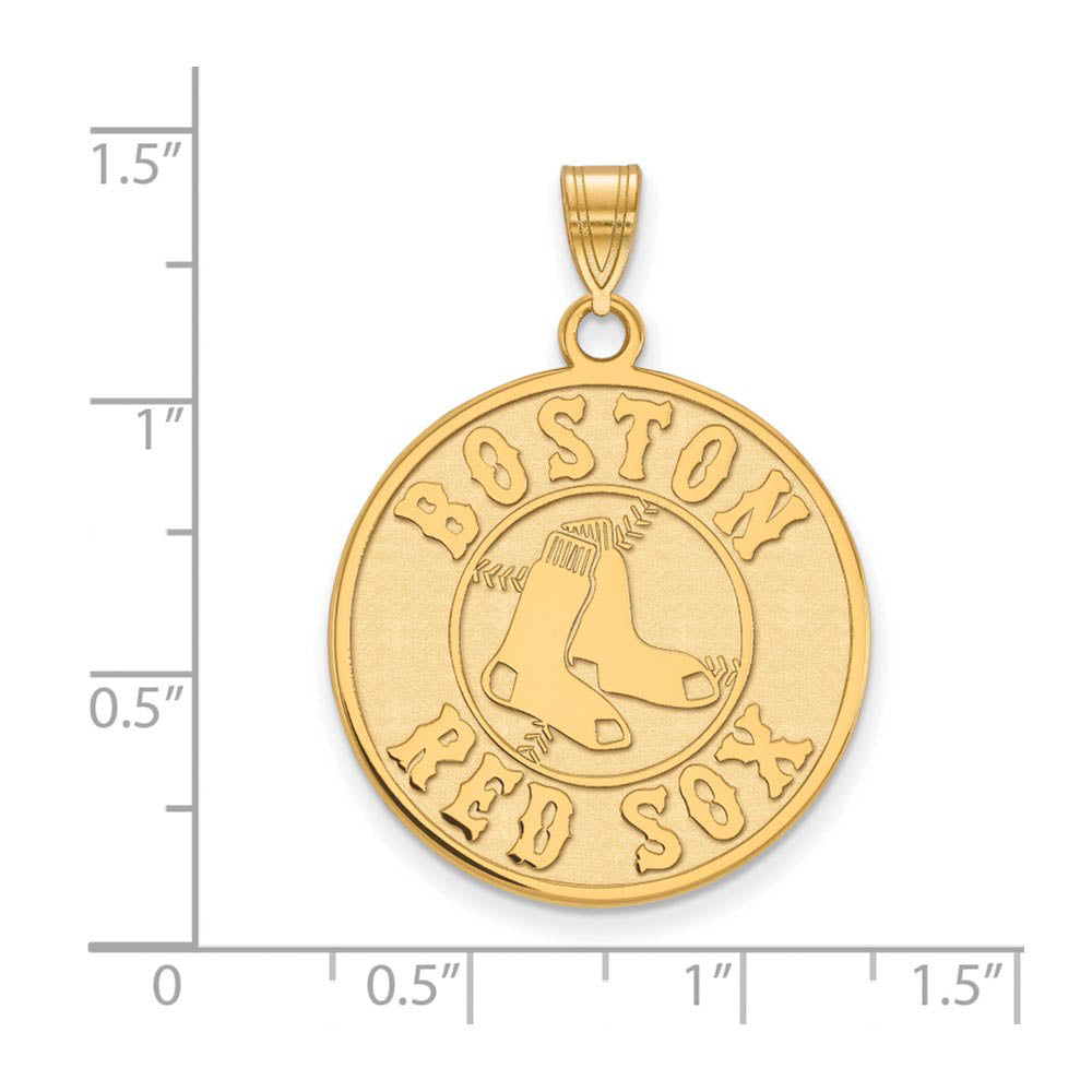 Alternate view of the 14K Yellow Gold MLB Boston Red Sox Extra Large Disc Pendant by The Black Bow Jewelry Co.
