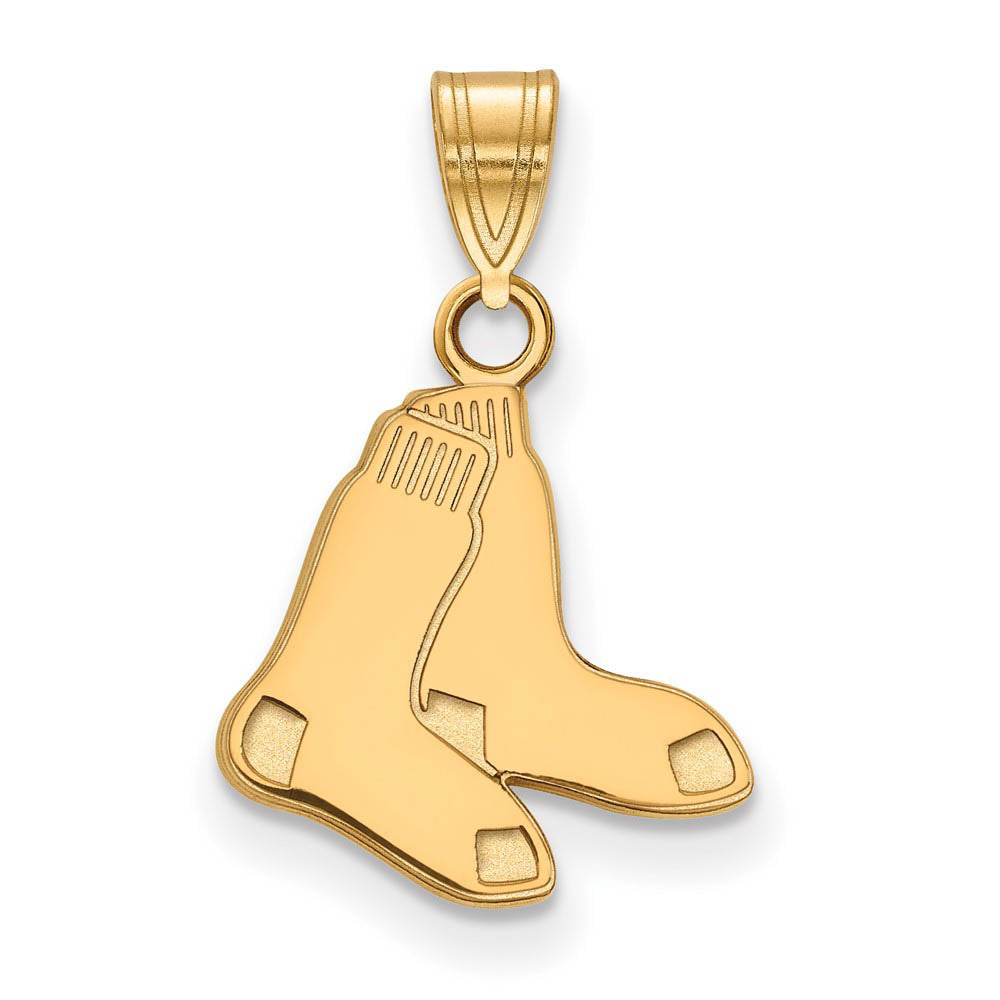 14K Yellow Gold MLB Boston Red Sox Small Pair of Socks Pendant, Item P31000 by The Black Bow Jewelry Co.