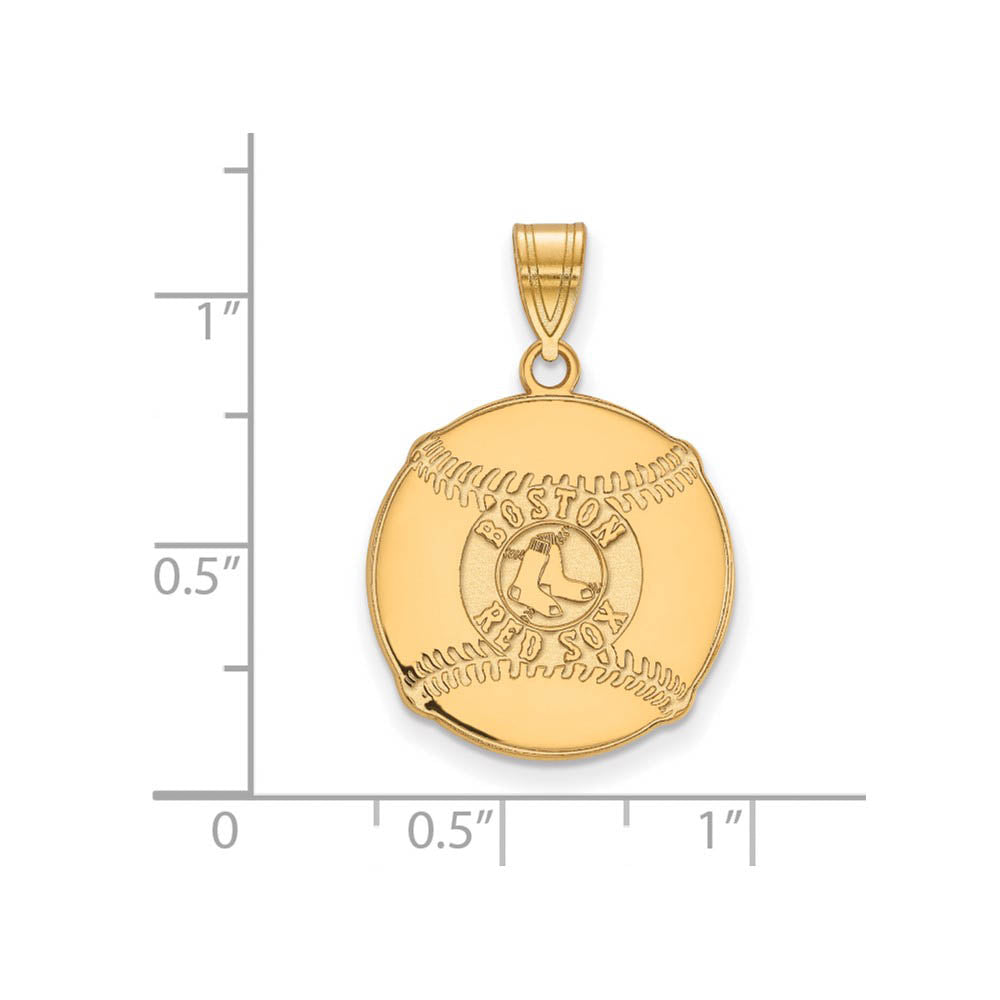 Alternate view of the 14K Gold Plated Silver MLB Boston Red Sox LG Logo Pendant by The Black Bow Jewelry Co.