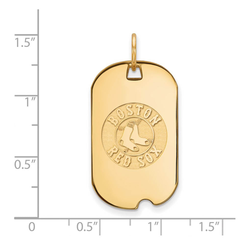 Alternate view of the 14K Gold Plated Silver MLB Boston Red Sox Small Dog Tag Pendant by The Black Bow Jewelry Co.