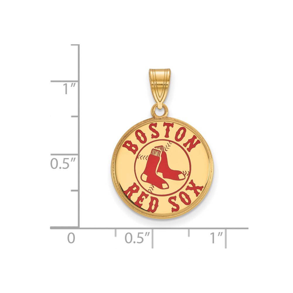 Alternate view of the 14K Gold Plated Silver MLB Boston Red Sox LG Enamel Disc Pendant by The Black Bow Jewelry Co.