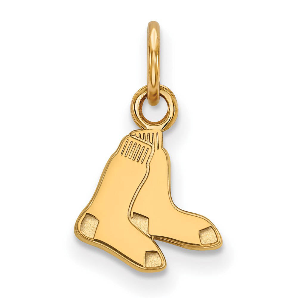 14K Gold Plated Silver MLB Boston Red Sox XS Pair of Socks Charm, Item P31014 by The Black Bow Jewelry Co.