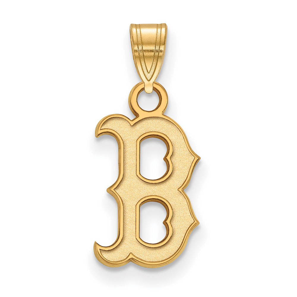 14K Gold Plated Silver MLB Boston Red Sox Small Letter B Pendant, Item P31020 by The Black Bow Jewelry Co.