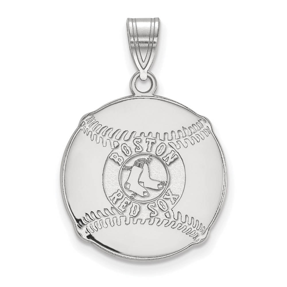 Sterling Silver MLB Boston Red Sox LG Baseball Pendant, Item P31027 by The Black Bow Jewelry Co.