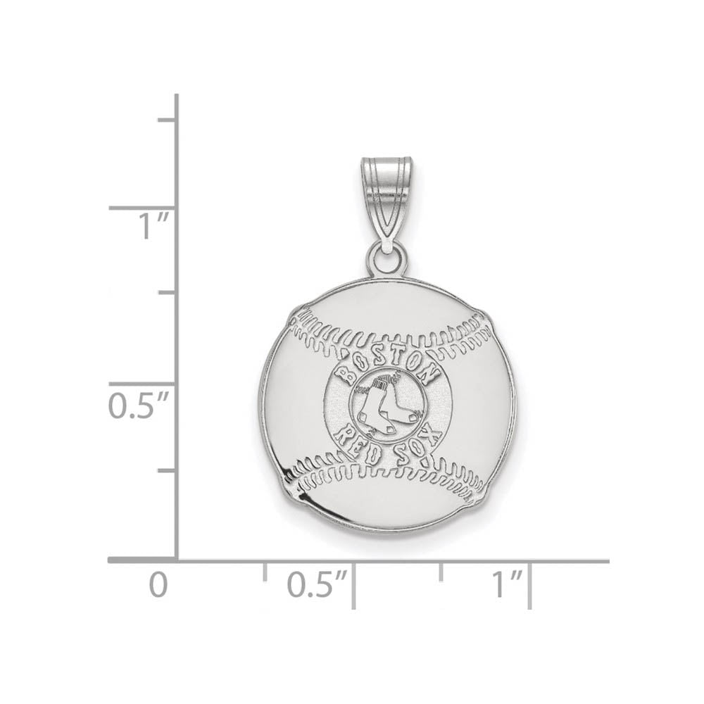 Alternate view of the Sterling Silver MLB Boston Red Sox LG Baseball Pendant by The Black Bow Jewelry Co.