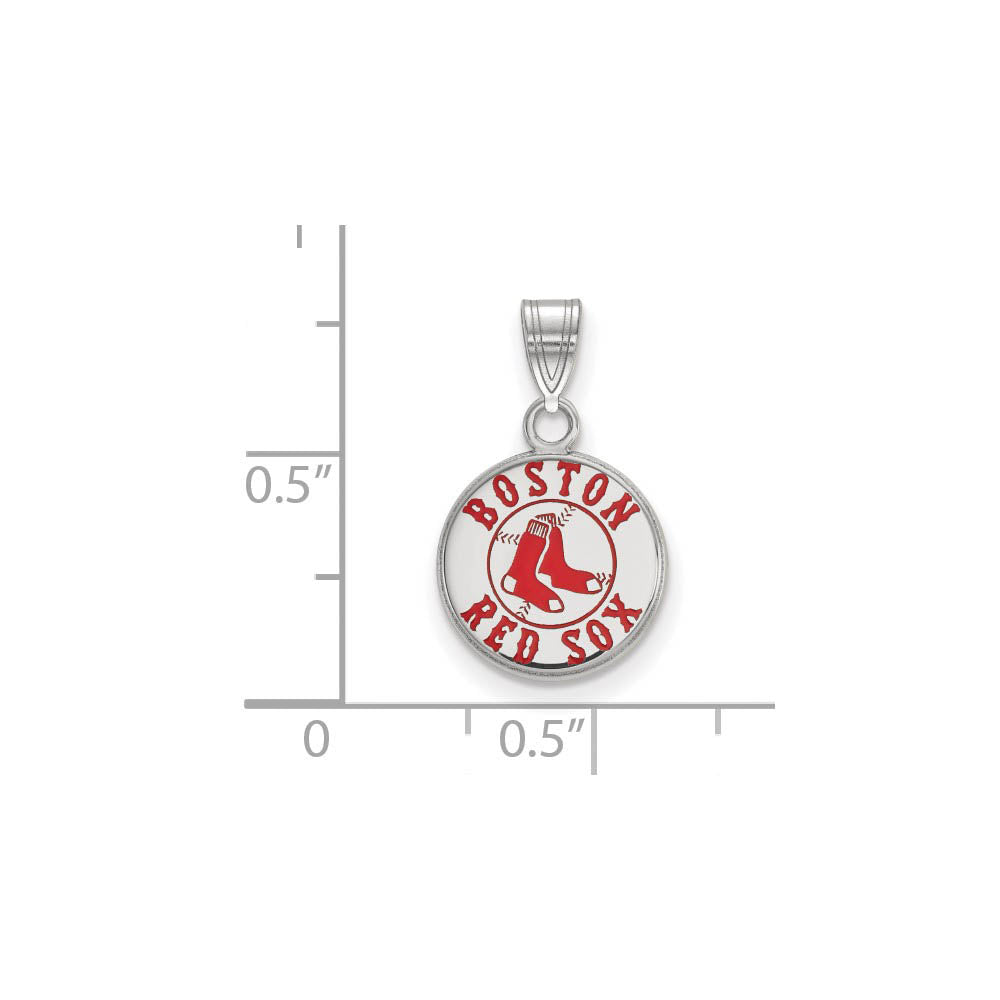 Alternate view of the Sterling Silver MLB Boston Red Sox SM Enamel Disc Pendant by The Black Bow Jewelry Co.