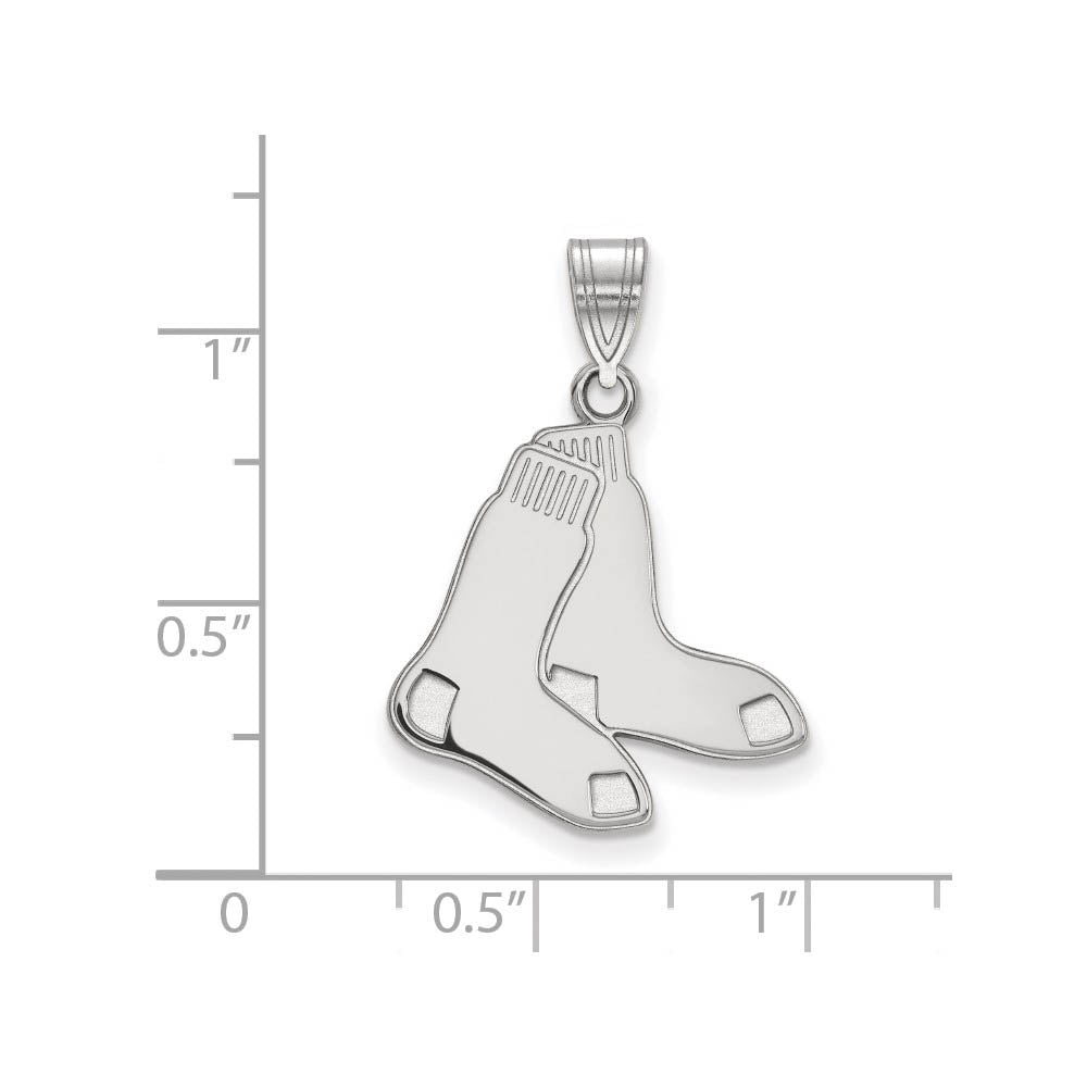 Alternate view of the Sterling Silver MLB Boston Red Sox Large Socks Pendant by The Black Bow Jewelry Co.