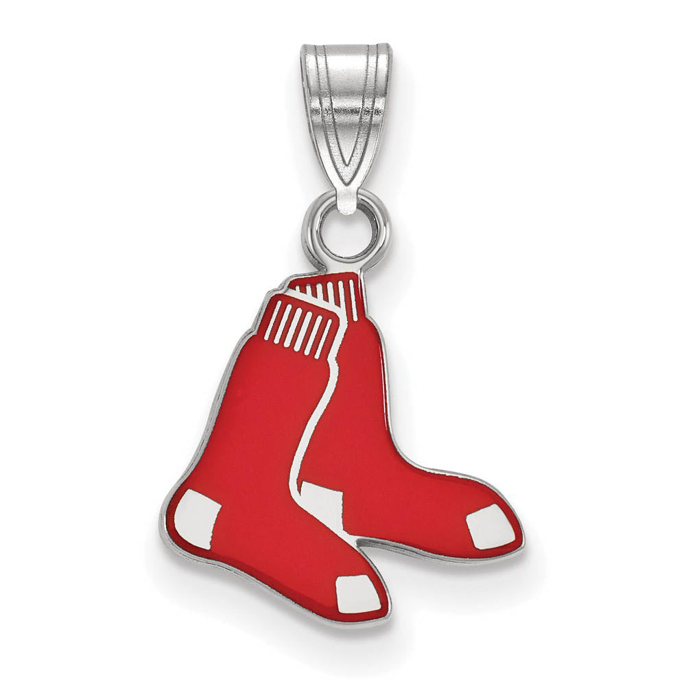 Sterling Silver MLB Boston Red Sox SM Enamel Socks Pendant, Item P31035 by The Black Bow Jewelry Co.