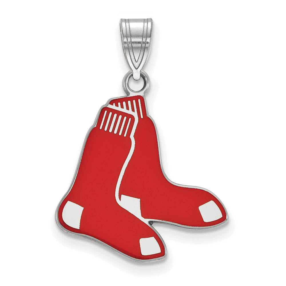 Sterling Silver MLB Boston Red Sox LG Enamel Socks Pendant, Item P31036 by The Black Bow Jewelry Co.