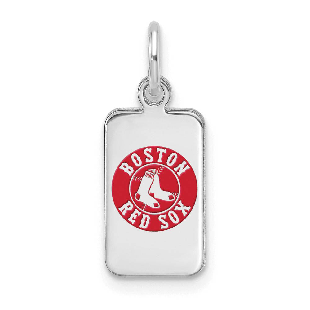 Sterling Silver MLB Boston Red Sox XS Enamel Tag Charm, Item P31040 by The Black Bow Jewelry Co.