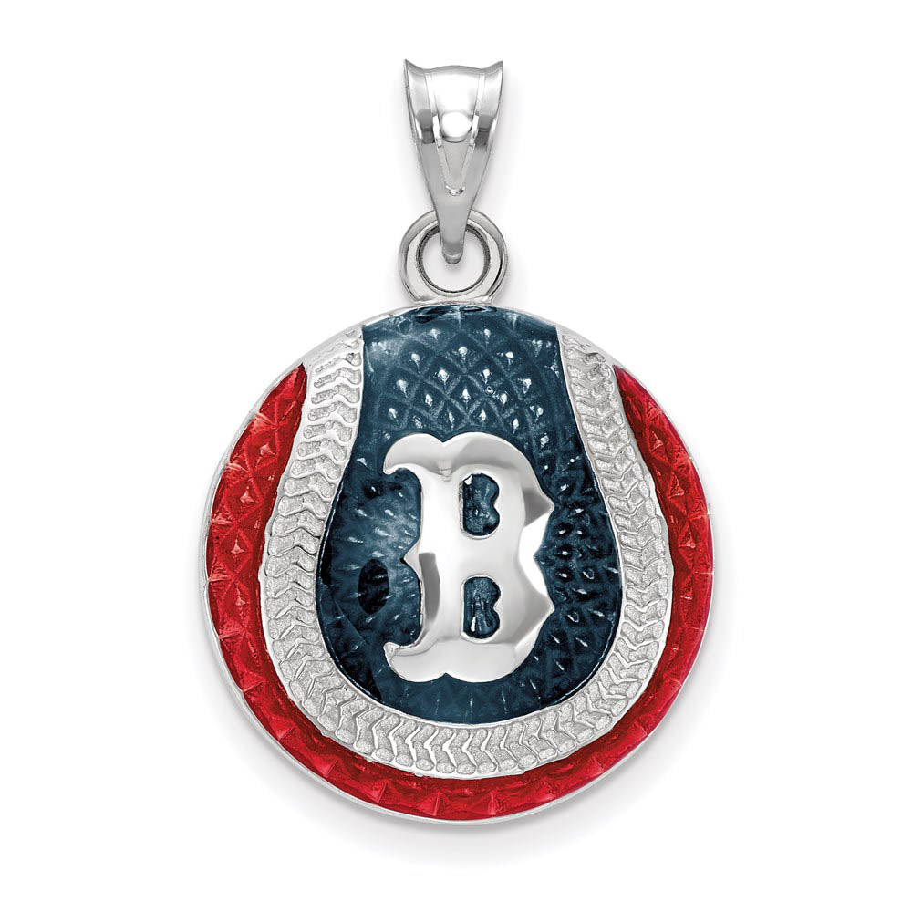 Sterling Silver MLB Boston Red Sox LG Enamel Baseball Pendant, Item P31041 by The Black Bow Jewelry Co.