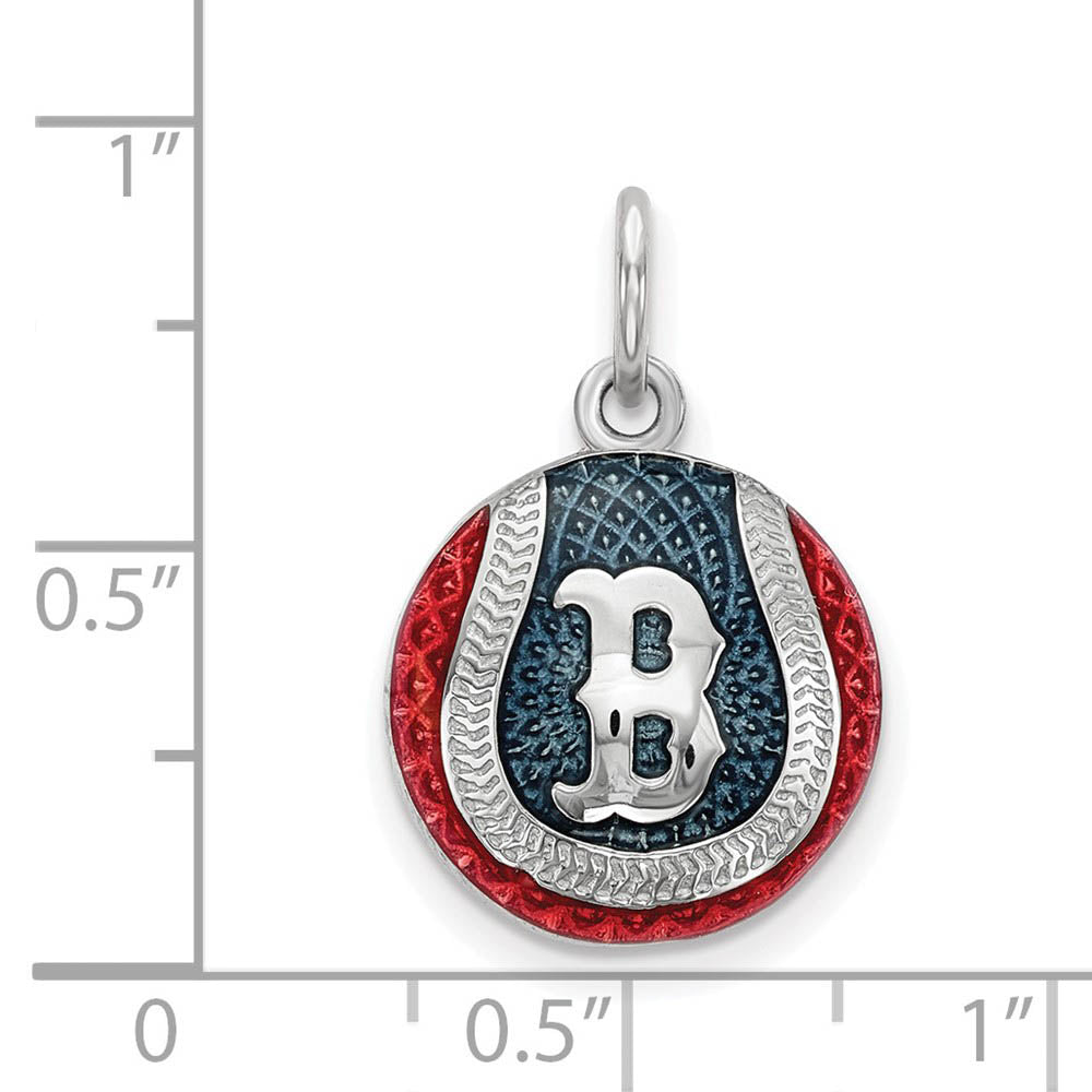 Alternate view of the Sterling Silver MLB Boston Red Sox SM Enamel Baseball Charm by The Black Bow Jewelry Co.