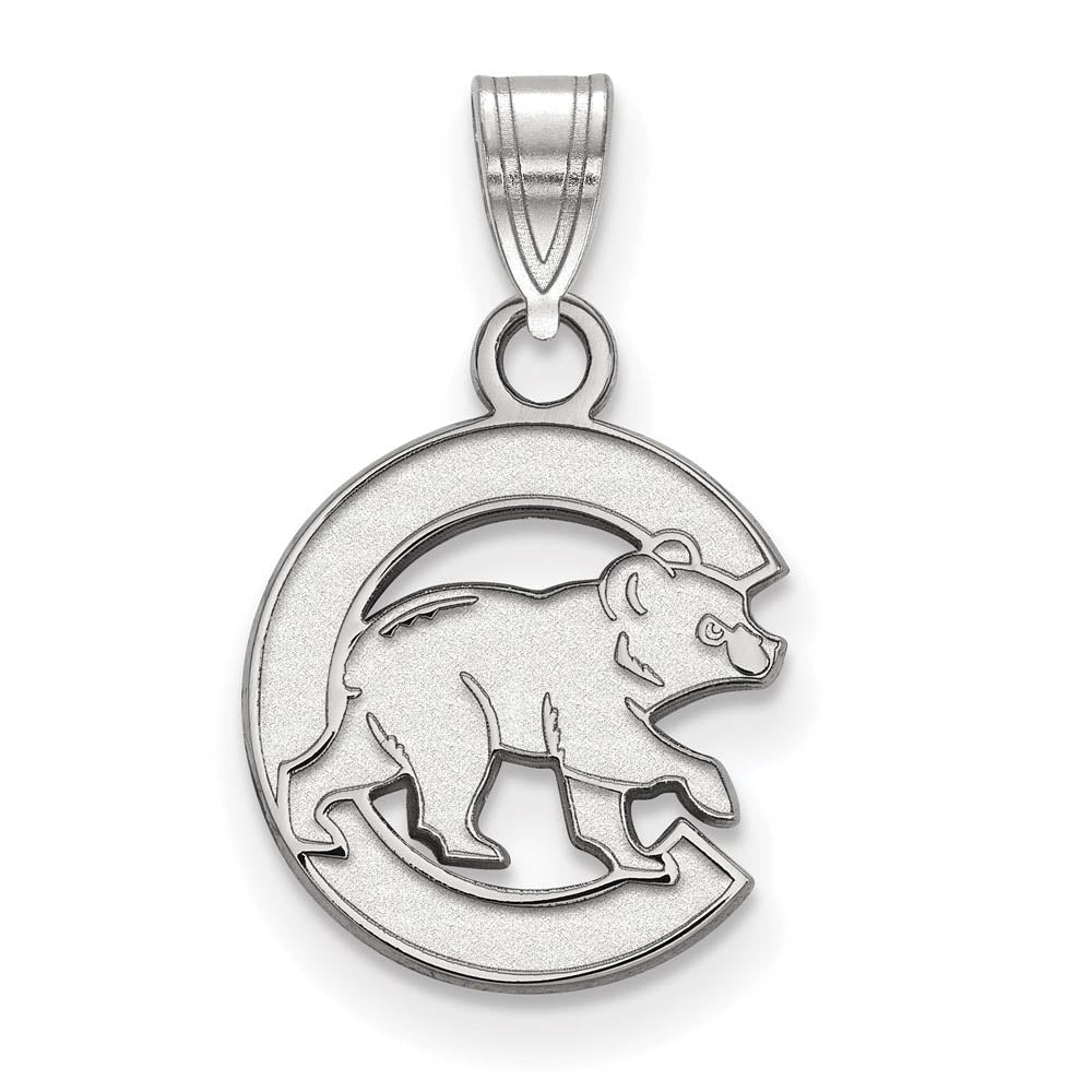 10K White Gold MLB Chicago Cubs Letter C Bear Small Pendant, Item P31047 by The Black Bow Jewelry Co.
