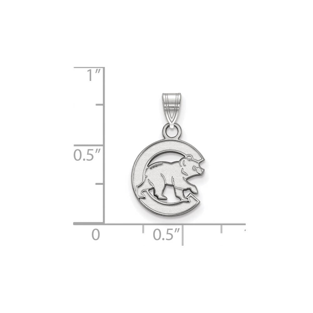 Alternate view of the 10K White Gold MLB Chicago Cubs Letter C Bear Small Pendant by The Black Bow Jewelry Co.