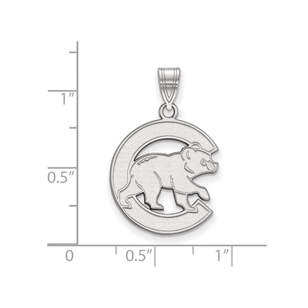 Alternate view of the 10K White Gold MLB Chicago Cubs Letter C Bear Large Pendant by The Black Bow Jewelry Co.