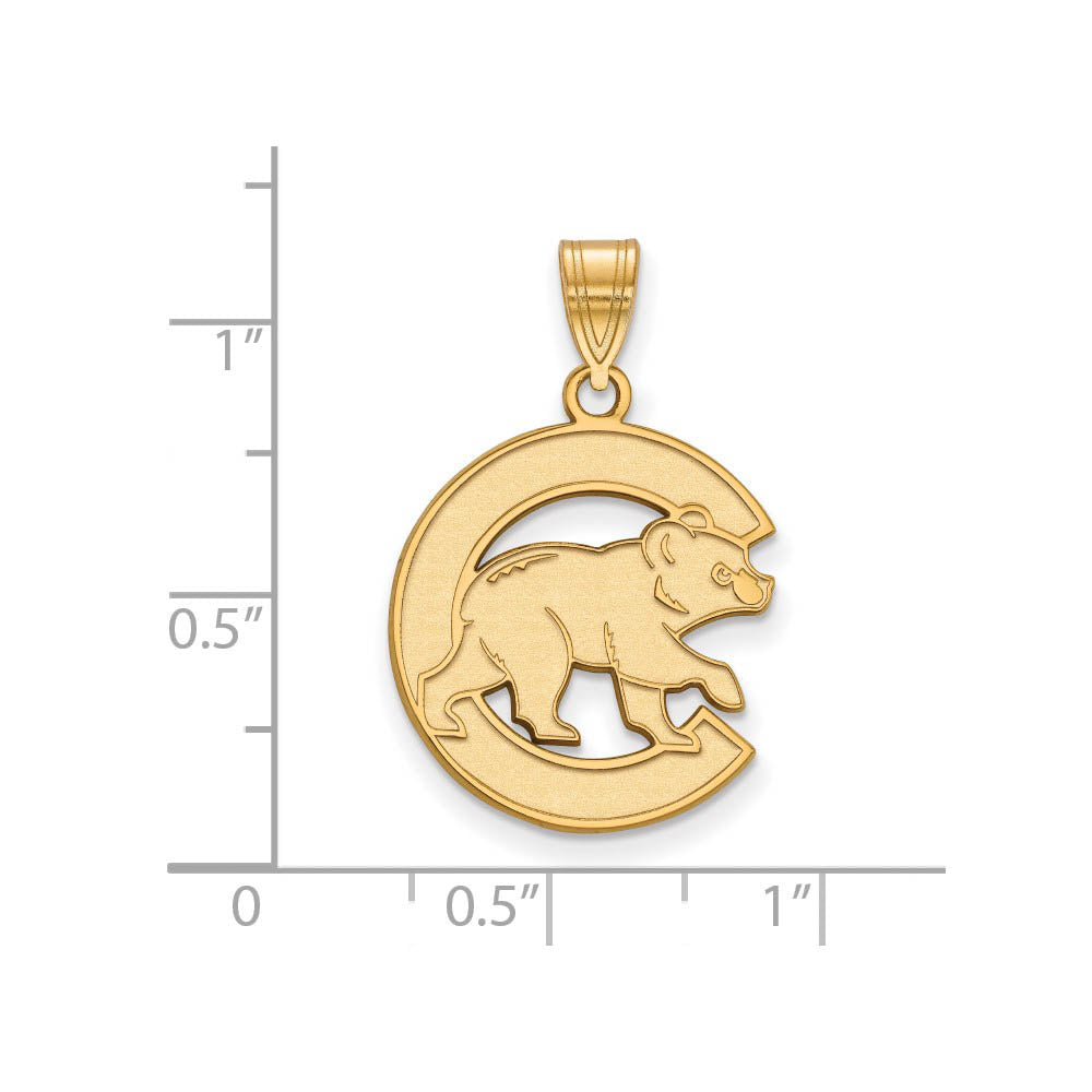 Alternate view of the 10K Yellow Gold MLB Chicago Cubs Letter C Bear Large Pendant by The Black Bow Jewelry Co.
