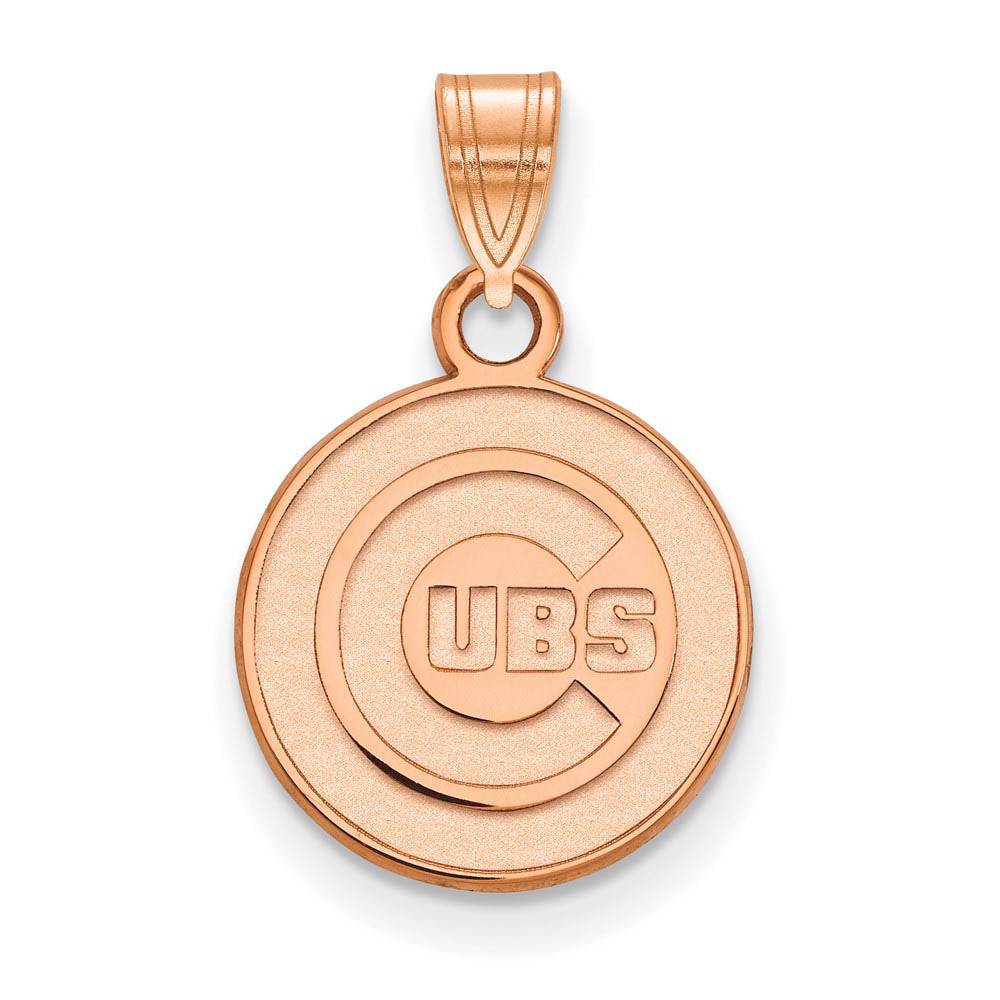 14K Rose Gold MLB Chicago Cubs Small Disc Pendant, Item P31055 by The Black Bow Jewelry Co.