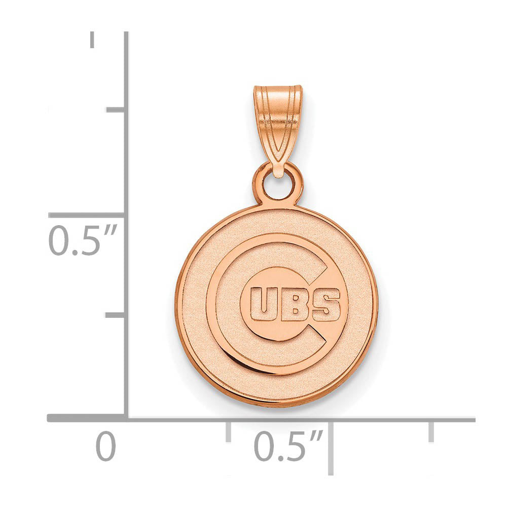 Alternate view of the 14K Rose Gold MLB Chicago Cubs Small Disc Pendant by The Black Bow Jewelry Co.