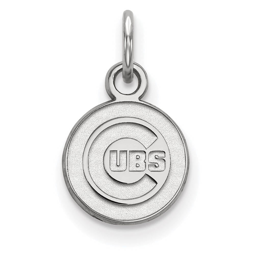 14K White Gold MLB Chicago Cubs XS (Tiny) Disc Charm, Item P31056 by The Black Bow Jewelry Co.
