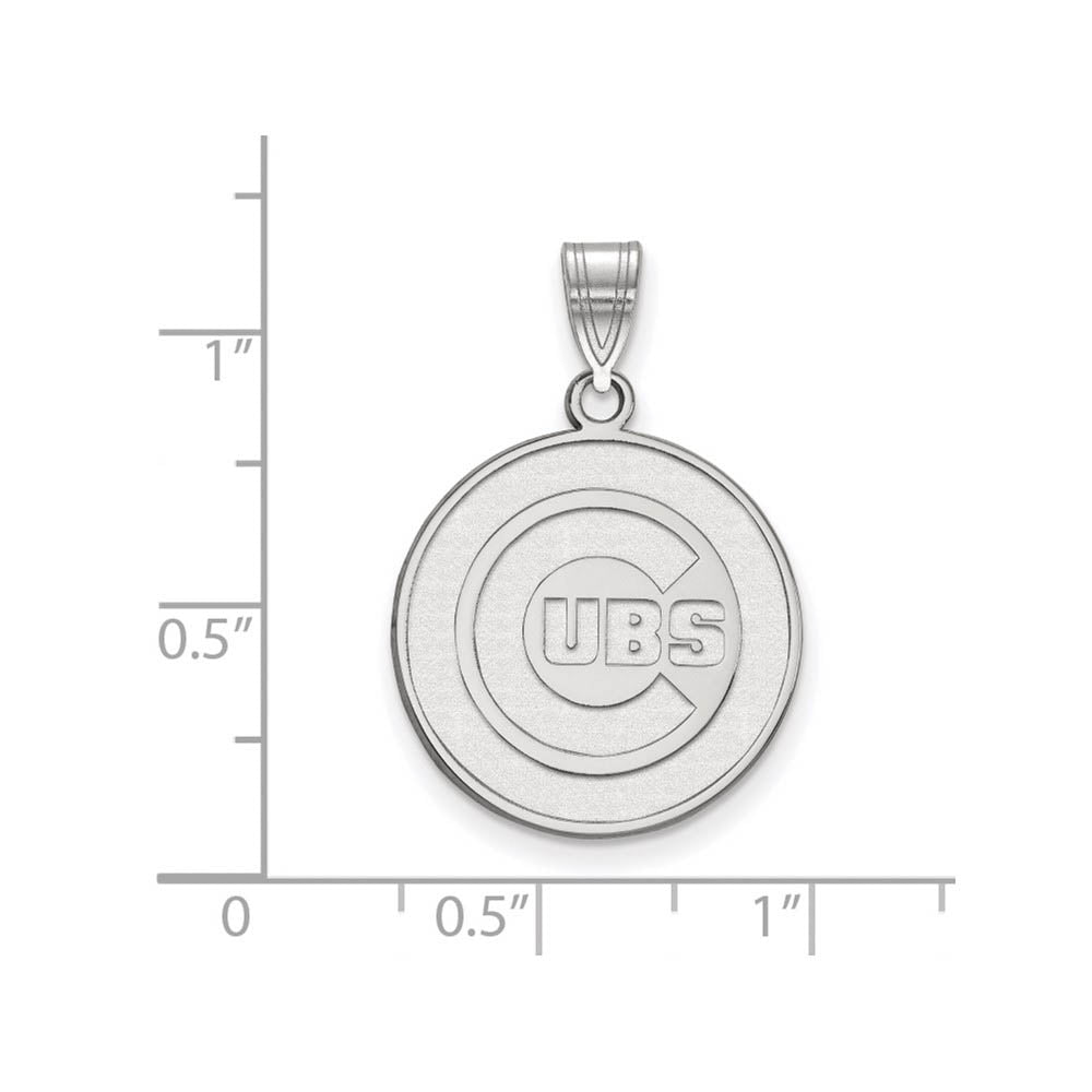 Alternate view of the 14K White Gold MLB Chicago Cubs Large Disc Pendant by The Black Bow Jewelry Co.