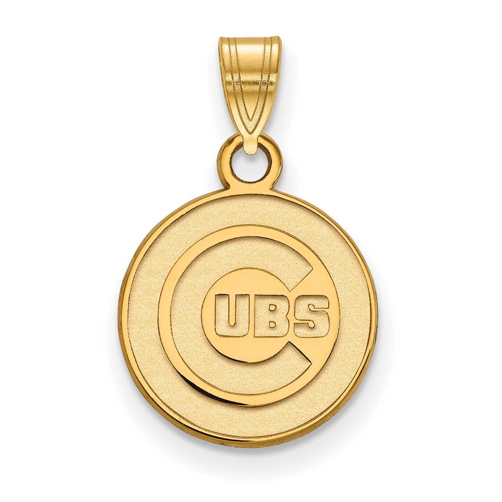 14K Yellow Gold MLB Chicago Cubs Small Disc Pendant, Item P31063 by The Black Bow Jewelry Co.