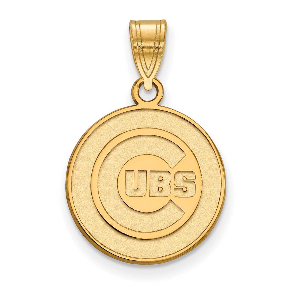 14K Yellow Gold MLB Chicago Cubs Medium Disc Pendant, Item P31064 by The Black Bow Jewelry Co.